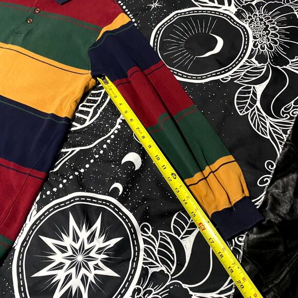 Vintage Dockers Rugby Polo Shirt Men's M Red Striped Cotton Long Sleeve Academia - Picture 6 of 6